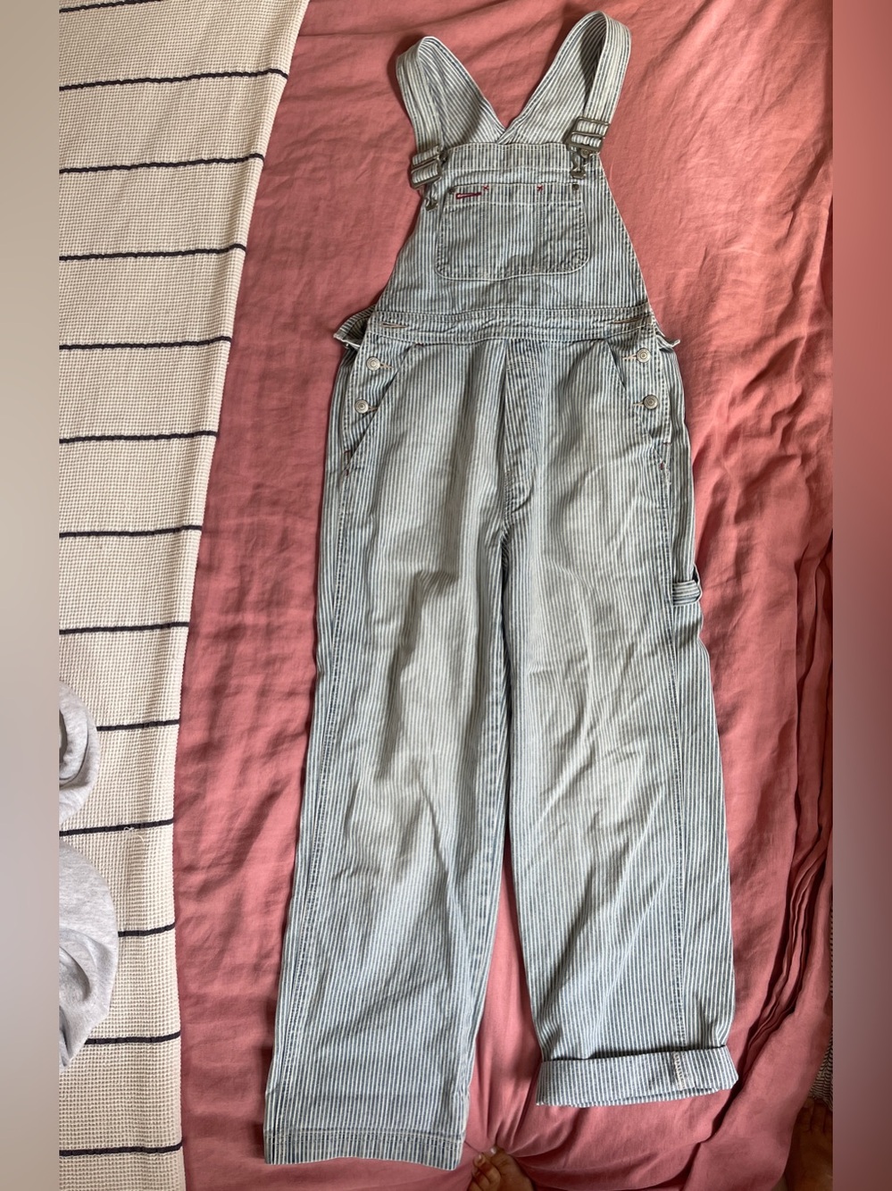 Vintage Gap Classic Striped Cotton Overalls - Light Blue - Picture 1 of 3